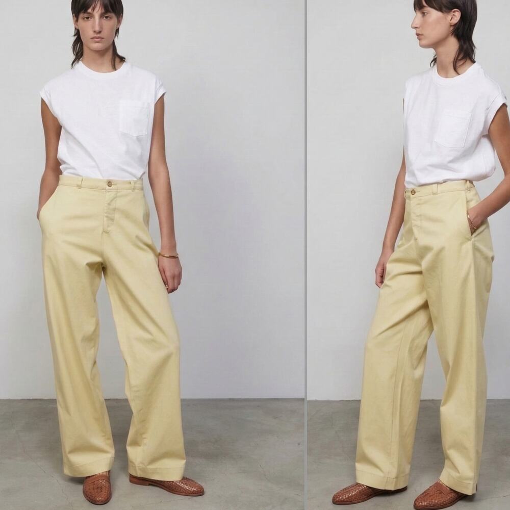 B SIDES Cotton Chino Pant wide leg in straw yellow size 25